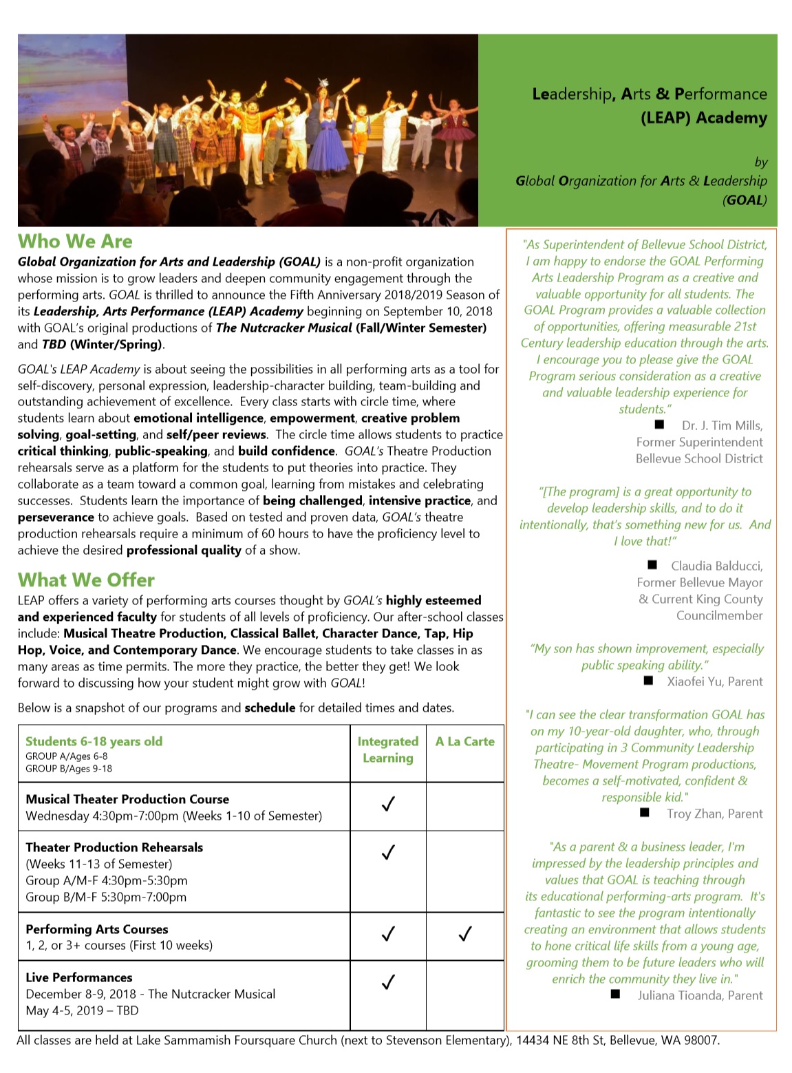 LEAP ACADEMY GLOBAL ORGANIZATION FOR ARTS AND LEADERSHIP